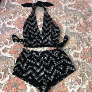 Lucy love matching chevron set halter top shorts